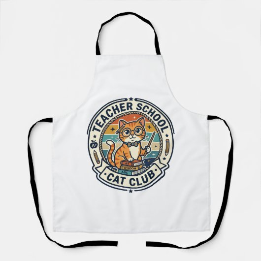 Leraar School Kat Schattig Kitten Ontwerp - Leraar Schort (Voorkant)