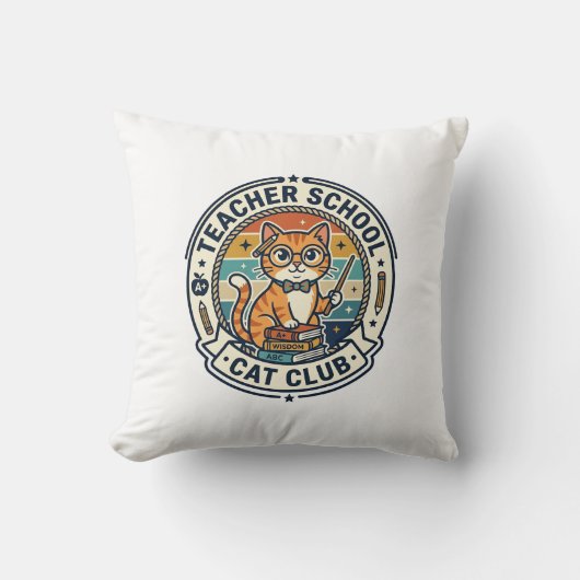 Leraar School Kat Schattig Kitty Ontwerp - Leraar  Kussen (Voorkant)