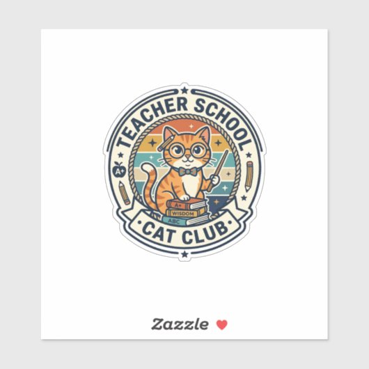 Leraar School Kat Schattig Kitty Ontwerp - Leraar Sticker (Vel)
