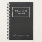 Leraar School Naam Rustieke Faux Chalkboard Zwart Planner (Voorkant)