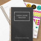 Leraar School Naam Rustieke Faux Chalkboard Zwart Planner