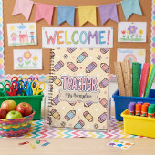 Leraar School Roze Potlood Patroon  Notitieboek