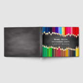 Leraar schoolbord pensionering partij gekleurd pot gastenboek (Volledig)