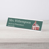 Leraar Schoolhouse Chalkboard Kleur Naam Bord Bureau Naambordje (Voorkant)