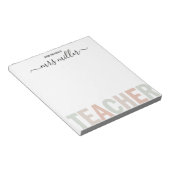 Leraar Script Naam en warme neutrale pastelkleuren Notitieblok (Schuin)