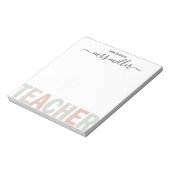 Leraar Script Naam en warme neutrale pastelkleuren Notitieblok (Linkerzijde)