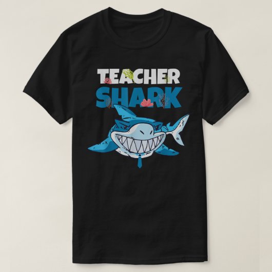 Leraar Shark Funny Blue Smiling Sharp Teeth Fish T-shirt (Design voorkant)