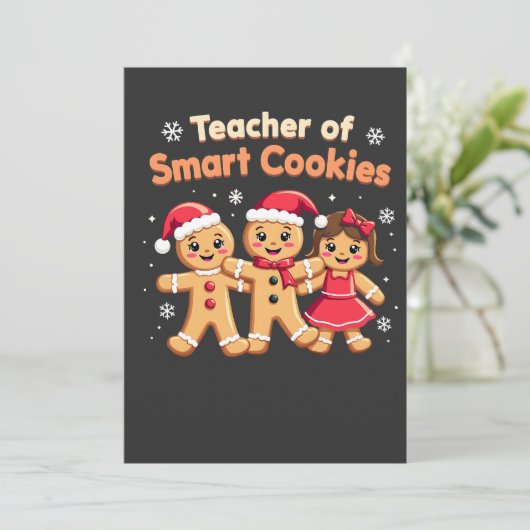 Leraar Slimme Cookies Onderwijzen Kerstmis Ginger Save The Date (Staand voorkant)
