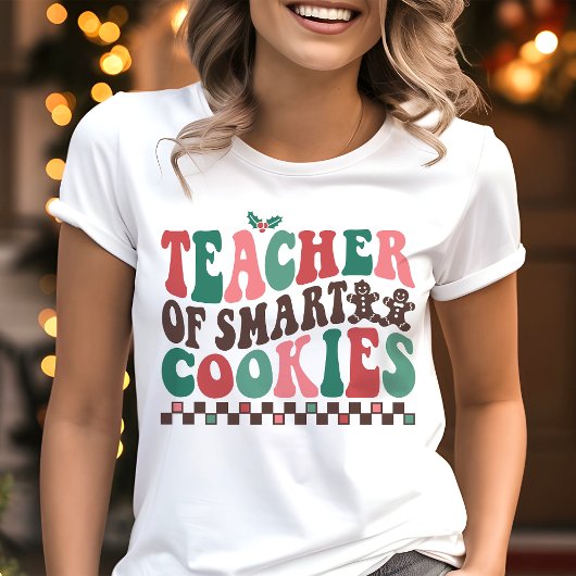 Leraar Slimme Cookies Retro Kerstmis Tri-Blend Shirt