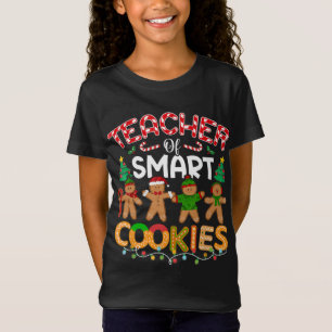 Leraar slimme koekjes grappige kerstman t-shirt