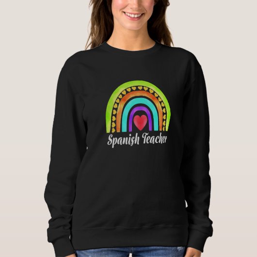 Leraar Spaans Harten & Regenbogen Premium Trui (Voorkant)