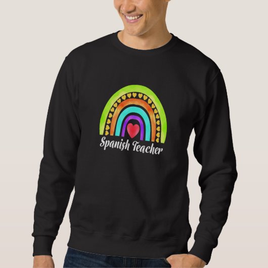 Leraar Spaans Hartjes & Regenbogen Premium Trui (Voorkant)