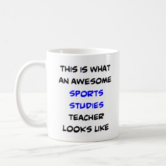 leraar sportstudies, geweldige koffiemok (Links)