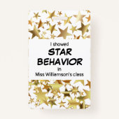 Leraar STAR GEDRAG Pupil Award Badge (Achterkant)