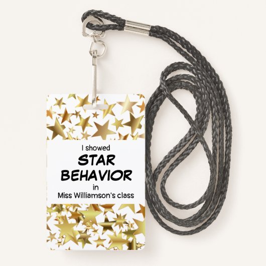 Leraar STAR GEDRAG Pupil Award Badge (Voorkant met draagriem)