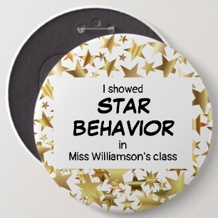 Leraar STAR GEDRAG Pupil Award Ronde Button 6,0 Cm