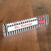 Leraar Striped Apple Desk Naambordje (Zijkant)