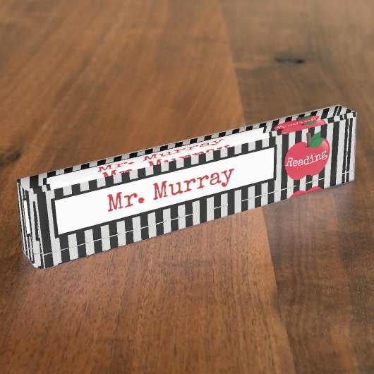 Leraar Striped Apple Desk Naambordje (Zijkant)