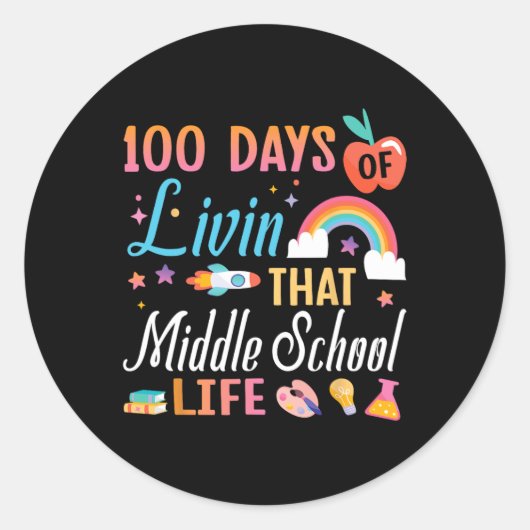 Leraar student 100 dagen van het leven 'dat midden ronde sticker (Voorkant)