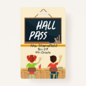 Leraar Student Classroom Chalkboard Hall Pass Badge (Voorkant)