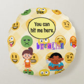 Leraar Student Kalm Down Hoek spoor adem hit Rond Kussen (Voorkant)