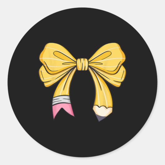 Leraar Student Koket Boog Potlood Eerste Dag Terug Ronde Sticker (Voorkant)