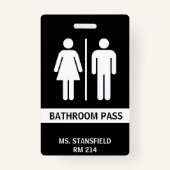 Leraar Student School Restroom Badkamer Pass Badge (Voorkant)