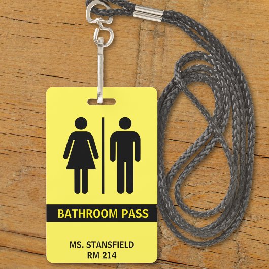 Leraar Student School Restroom Badkamer Pass Badge