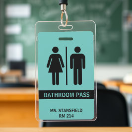 Leraar Student School Restroom Badkamer Pass Badge