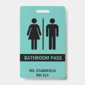 Leraar Student School Restroom Badkamer Pass Badge (Voorzijde)