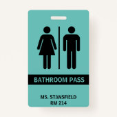 Leraar Student School Restroom Badkamer Pass Badge (Voorkant)