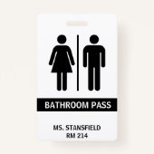 Leraar Student School Restroom Badkamer Pass Badge (Voorkant)