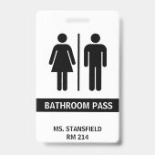 Leraar Student School Toilet Badkamer Pas Badge (Voorzijde)
