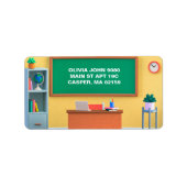 Leraar Studenten Classroom Chalkboard School Etiket (Voorkant)