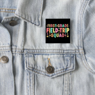 Leraar studenten eerste klas Field Trip Squad Vierkante Button 5,1 Cm