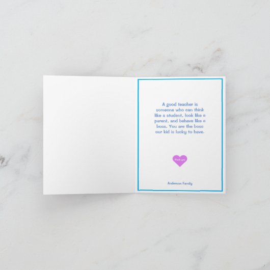 Leraar Super Hero Dank u wel Bedankkaart (Binnen)