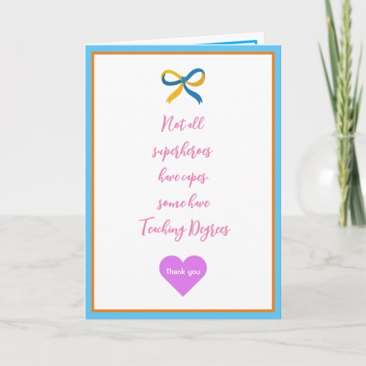 Leraar Super Hero Dank u wel Bedankkaart (Voorkant)
