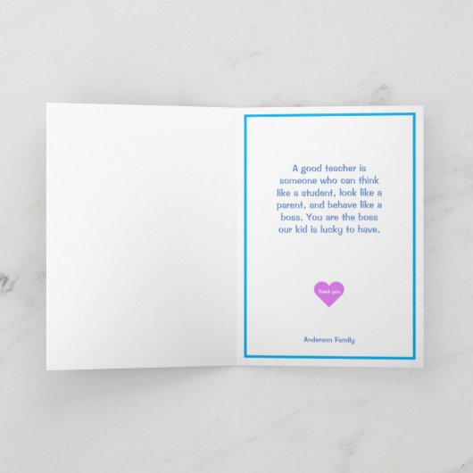 Leraar Super Hero Dank u wel Bedankkaart (Binnen)