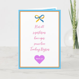 Leraar Super Hero Dank u wel Bedankkaart