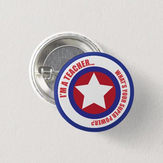 Leraar Superheld Pin Ronde Button 3,2 Cm (Voorkant /achterkant)