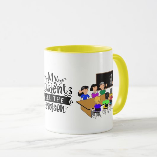 Leraar Superhelden Mijn studenten zijn de reden Mok (Voorkant rechts)