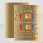 Leraar Sweet Treat Label, Leraar Waardering Bedankkaart (Voorkant / Achterkant)