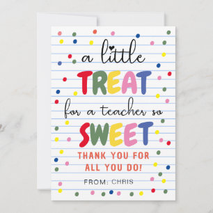 Leraar Sweet Treat Label, Leraar Waardering Bedankkaart