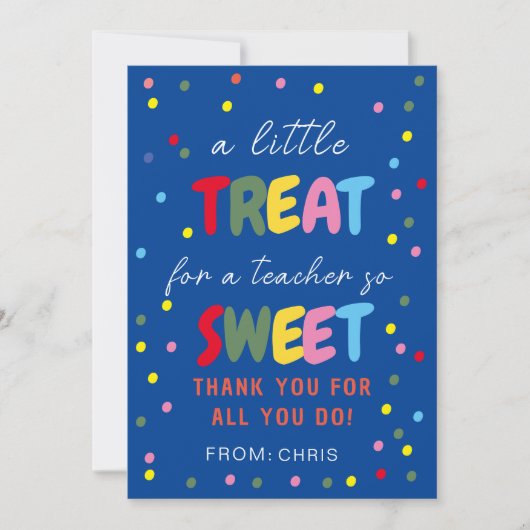 Leraar Sweet Treat Label, Leraar Waardering Bedankkaart (Voorkant)