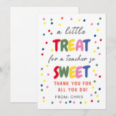 Leraar Sweet Treat Label, Leraar Waardering Feestdagenkaart (Voorkant / Achterkant)