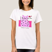 Leraar T-Shirt Whimsical Pink Cat Bird (Voorkant)