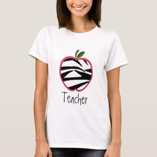 Leraar T Shirt - Zebra Print Apple (Voorkant)