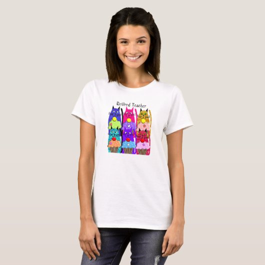 Leraar T-Shirts Whimsical Cats (Voorkant volledig)