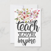 Leraar Teach Love Inspire Bedankkaart (Voorkant)