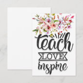 Leraar Teach Love Inspire Bedankkaart (Voorkant / Achterkant)